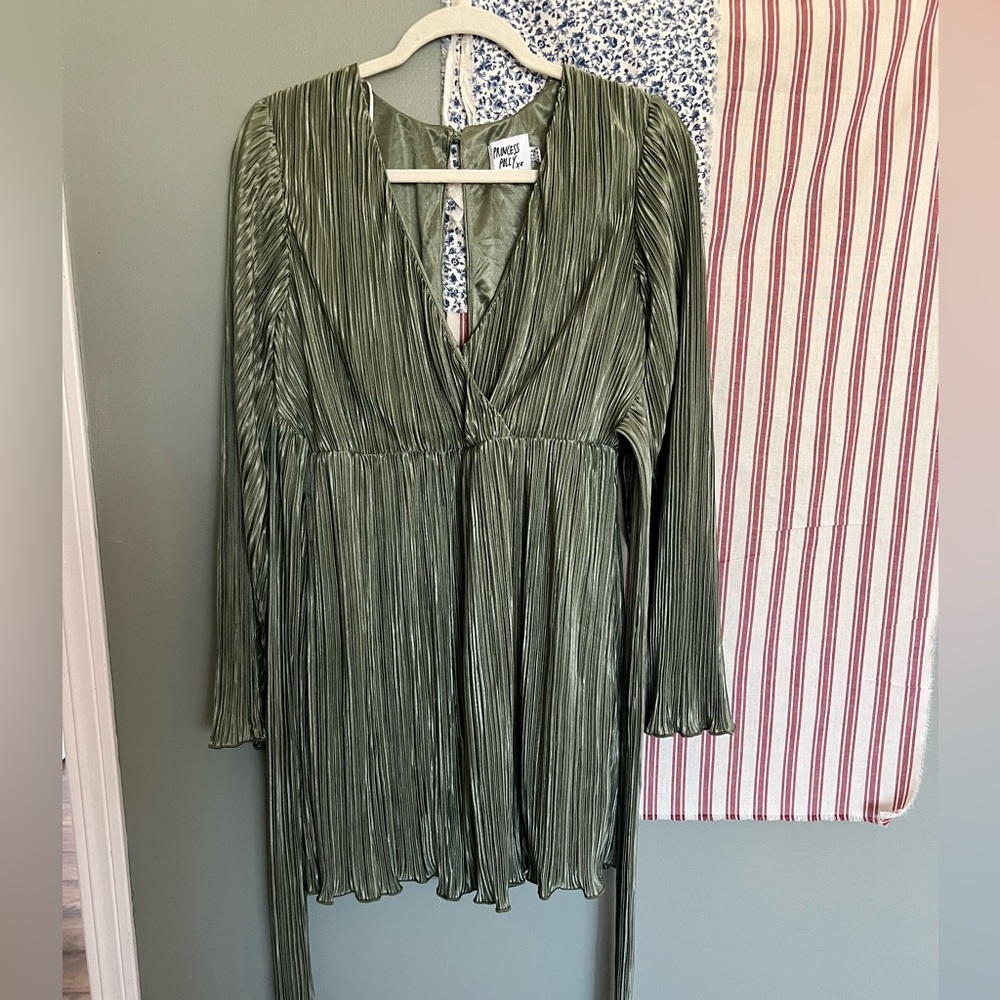 Princess Polly Green Pleated Mini Dress